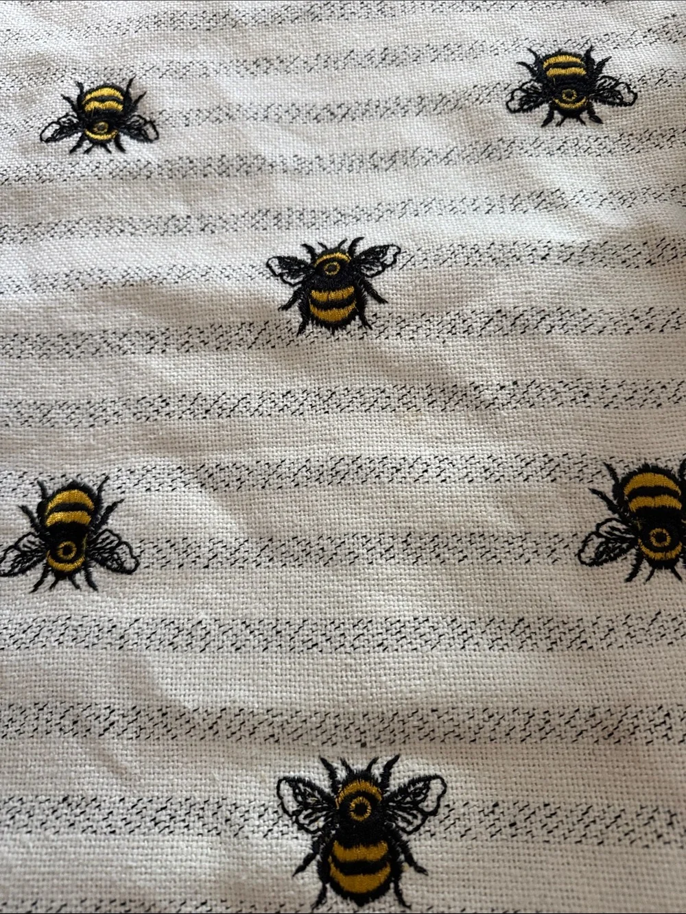 Cream Bee-Embroidered Cotton Table Brenner, or could be used as a wall hanging